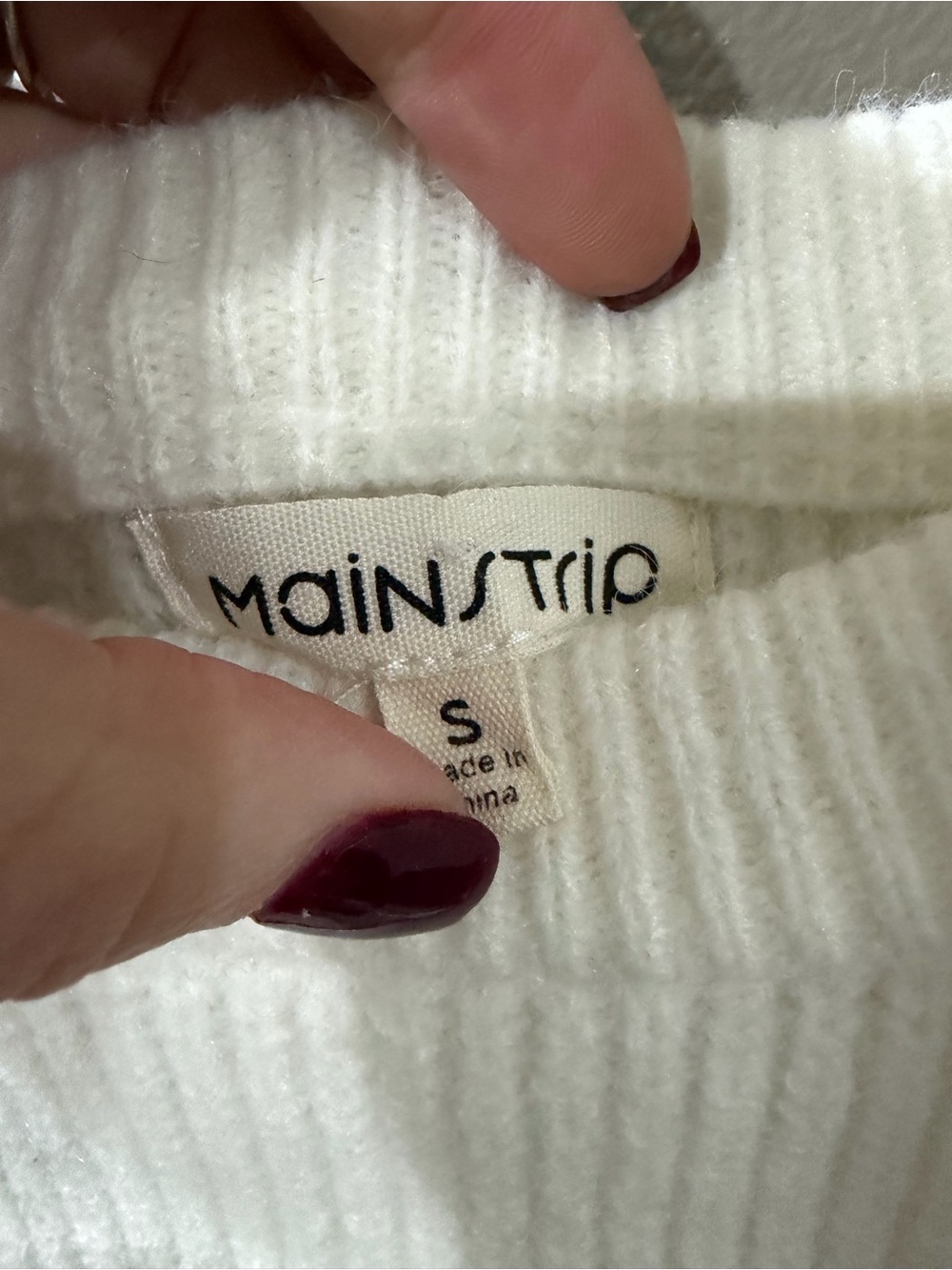 Main Strip Cream Crewneck Sweater with Orange Script - Picture 2 of 2